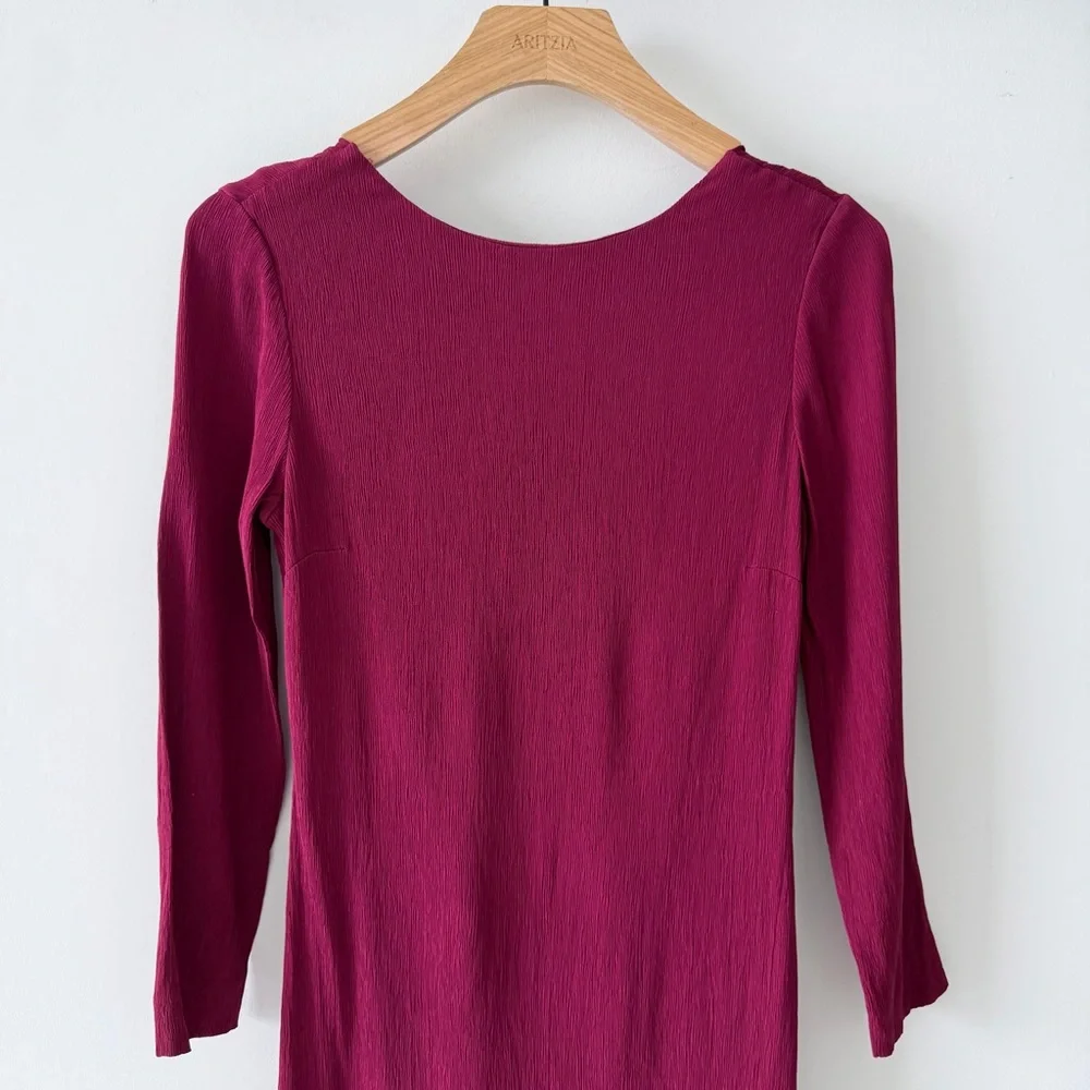 Massimo Dutti Burgundy Open Back Tie Dress | Deep V Back | Size 6 - Picture 5 of 13